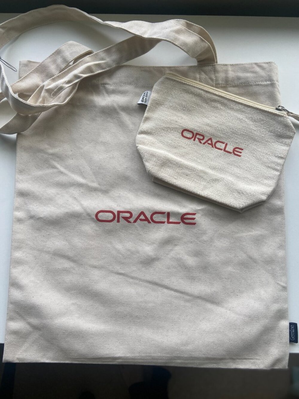 NEW Vintage 90s Oracle Software Logo Beige Canvas Tote and Pouch (2 Pieces)